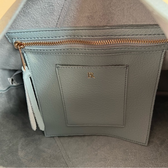 Banana Republic Vegan Leather Slouchy Tote Purse Blue Ravine Boho Minimalist - Picture 9 of 16